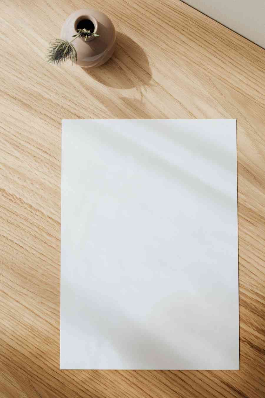 piece of paper on a desk